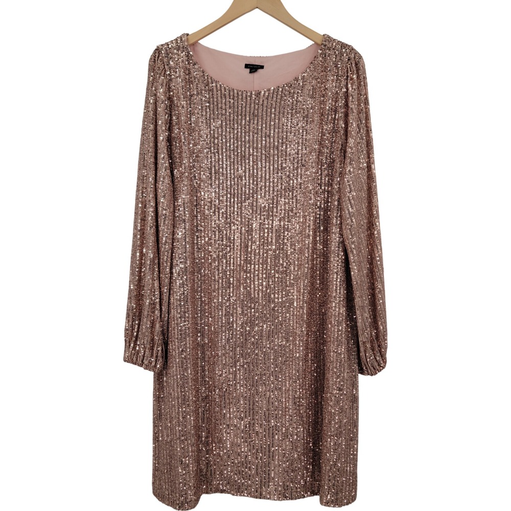 Ann Taylor Sequin Shift Dress Women XXL Rose Gold Sparkle Holiday Event
Glam